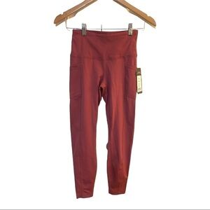 NWT Yogalicious Leggings Rose Clay Hi Rise Side Pockets Ankle Gym Size XS